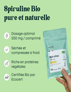 Spiruline Bio 500 mg, Pure et Naturelle